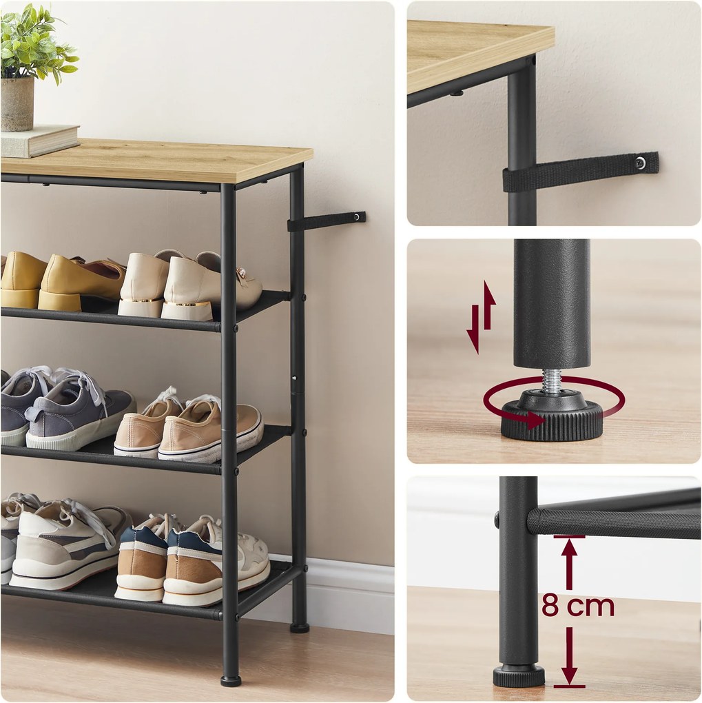 Cipősszekrény TAYLOR ARTISAN fekete vázzal 75x71 cm, 3 polccal