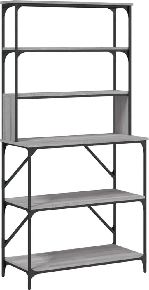 vidaXL 6 szintes szürke sonoma színű szerelt fa pékállvány 90x40x180cm
