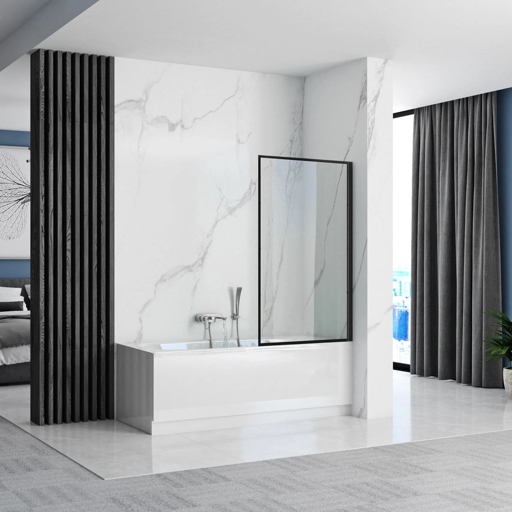 Rea LAGOS FIX - kádparaván, 1 lapos, 70 x 140 cm, fekete-átlátszó, REA-K7689