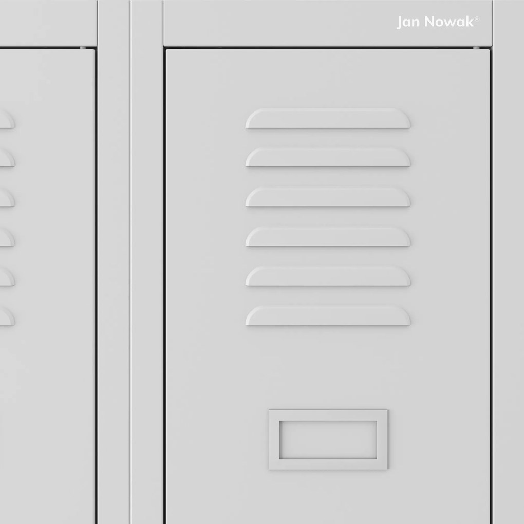 Pléh öltözőszekrény talpazaton, négymodulos, polcokkal KACPER II, 600 x 1800 x 500 mm, szürke