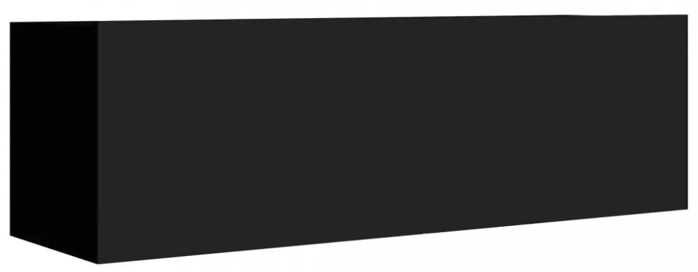 4 db fekete szerelt fa TV-szekrény 100 x 30 x 30 cm