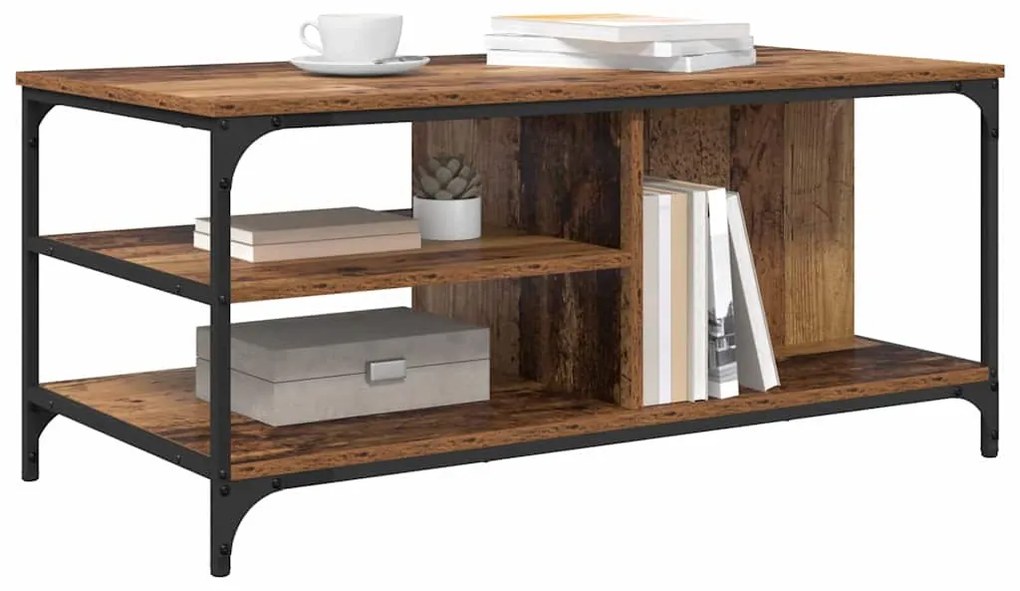 vidaXL Dohányzóasztal Öreg fa 100 x 50 x 45 cm Faanyag