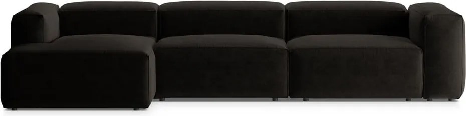 Fekete sarokkanapé (bal oldali-heverő résszel) Bergamo – Cosmopolitan Design