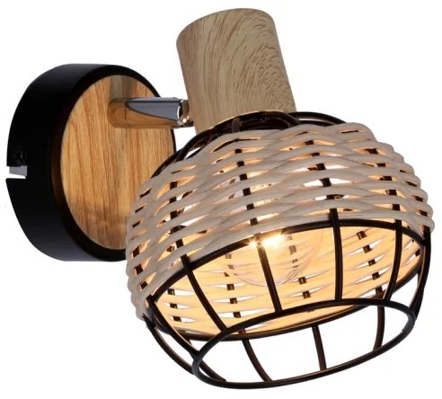Fali spotlámpa TAJGA 1xE14/40W/230V rattan/fekete