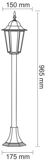 Kültéri lámpa 1xE27/20W/230V IP43 96,5 cm patinás