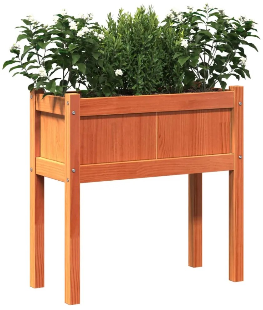 viaszbarna tömör fenyőfa kerti virágláda 70 x 31 x 70 cm
