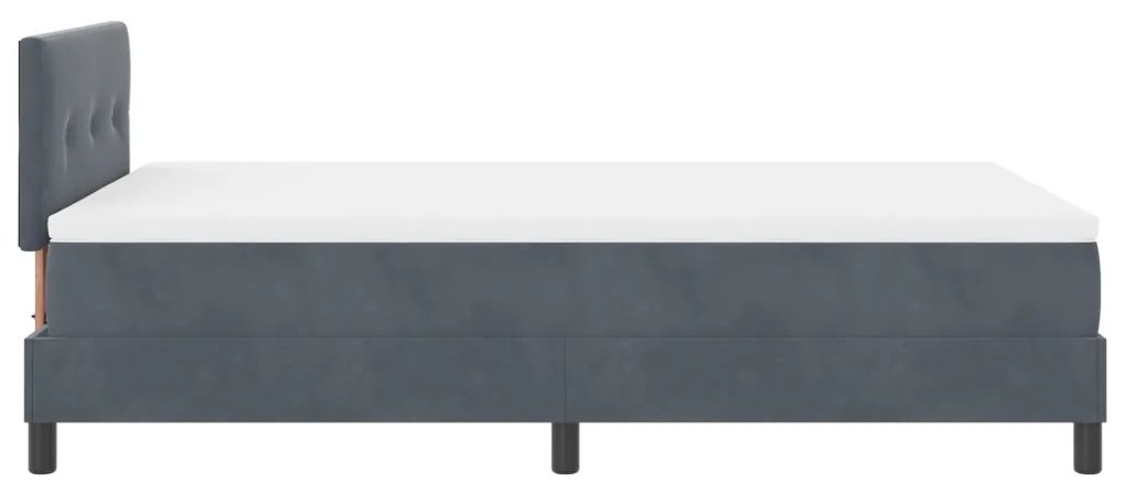 Boxspring ágy matraccal és LED lámpával, sötétszürke, 120x200 cm, bársonyos
