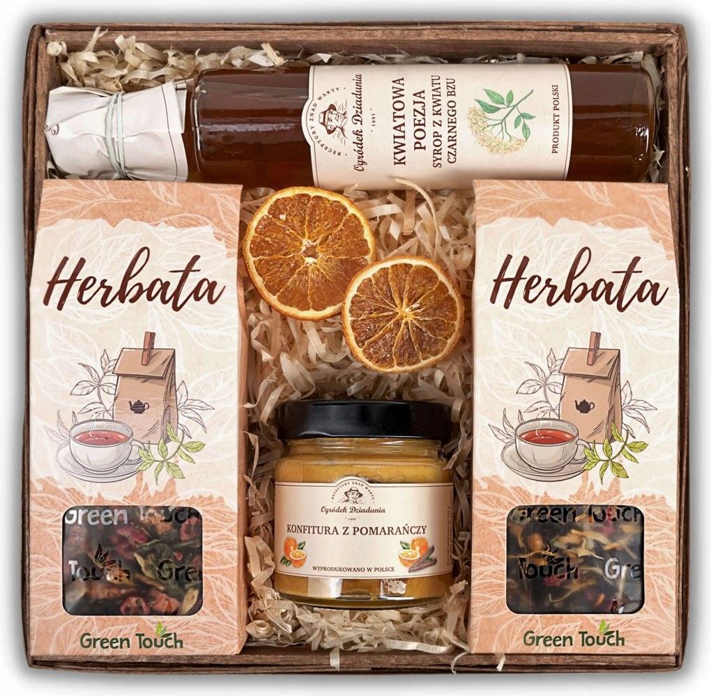 Ajándékkosár természetes befőttek tea Ajándék