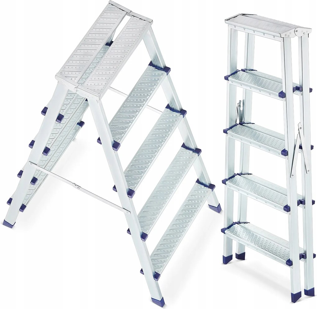Létra háztartási létra kétoldalas összecsukható fém acél lépcső 2x5