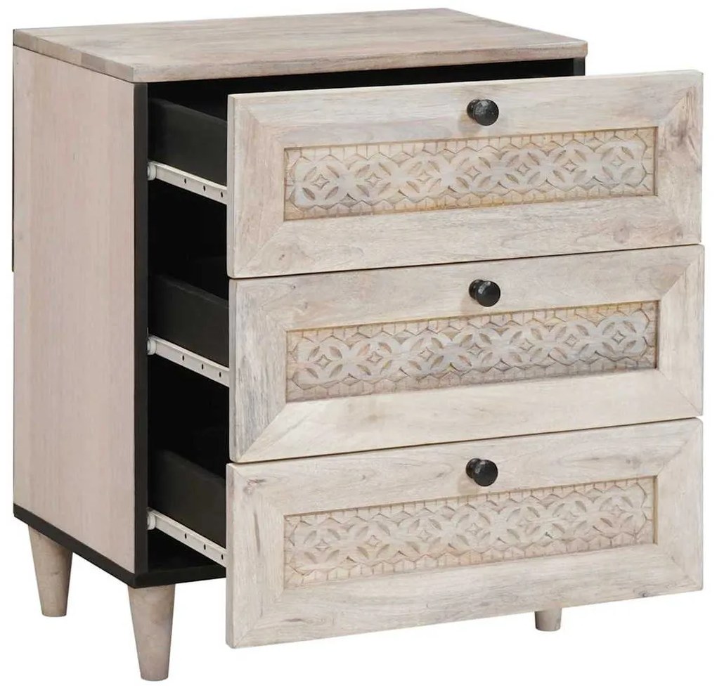 vidaXL Éjjeliszekrény fiókkal Bézs 50 x 33 x 62 cm Tömör akácfa