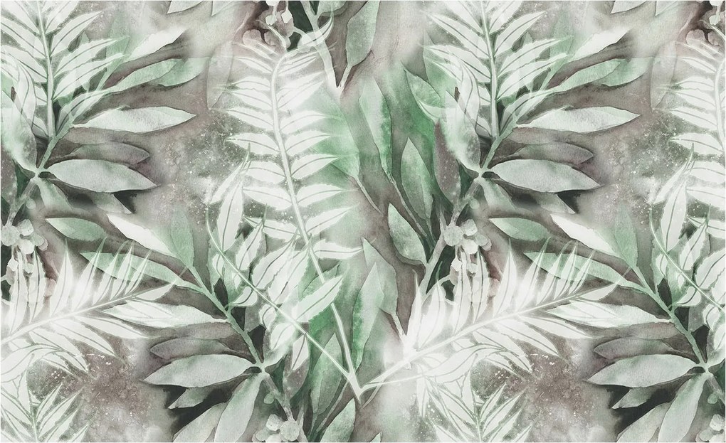 Dekoratív Fotótapéta Furnér Flizelin Akvarell levelek 416x254 Ragasztó