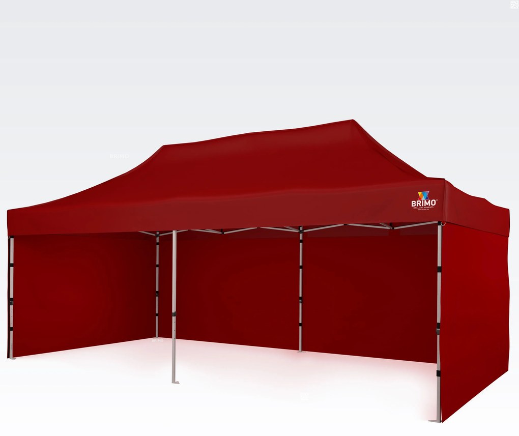 Összecsukható pavilon 3x6m - plusz 3 oldalfal - Piros