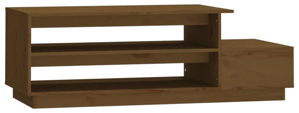 Mézbarna tömör fenyőfa dohányzóasztal 120 x 50 x 40,5 cm