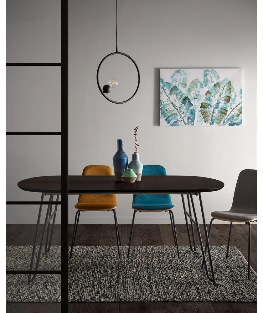 Sötétbarna bővíthető étkezőasztal kőrisfa dekoros asztallappal 100x170 cm Milian – Kave Home