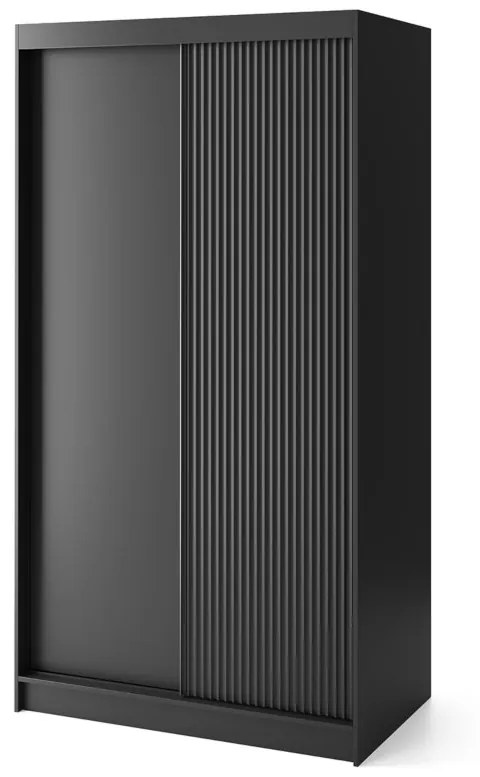 PRESCO 2 tolóajtós ruhásszekrény, 120x220x60, fekete