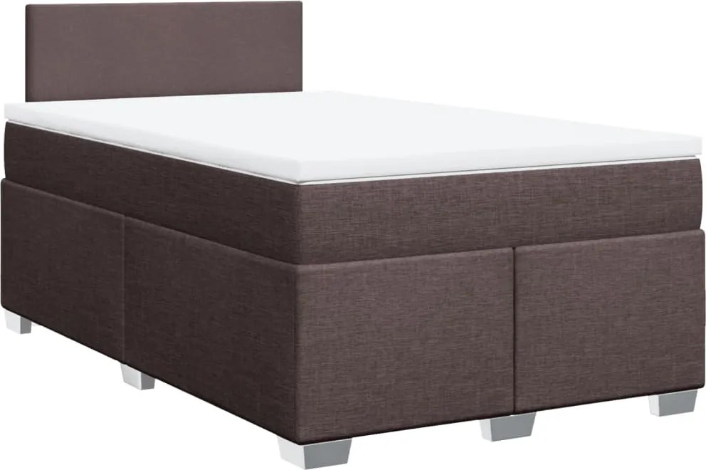 vidaXL sötétbarna szövet rugós ágy matraccal 120 x 200 cm