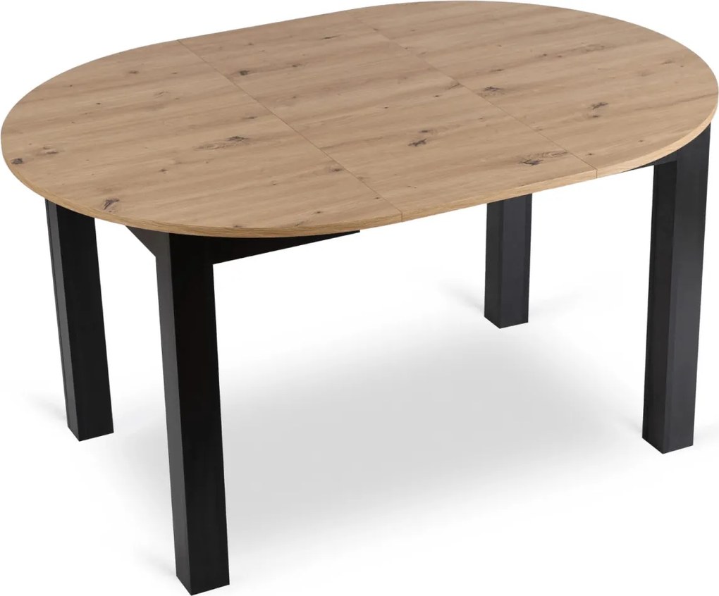 Kihúzható étkezőasztal 102–142 cm méretben, artisan tölgy/fekete színben HARRY