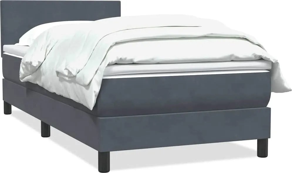 vidaXL sötétszürke bársony rugós ágy matraccal 90x210 cm