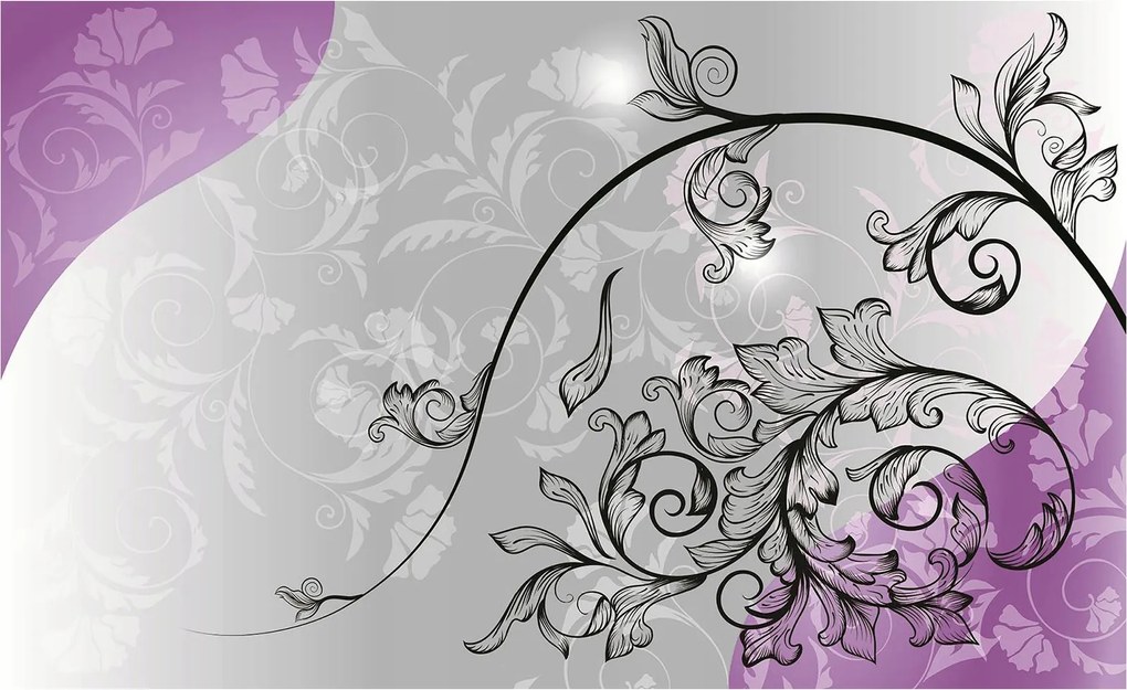 Flizelin fotótapéta Lila virágok Elegancia és nyugalom 254x184 +ragasztó