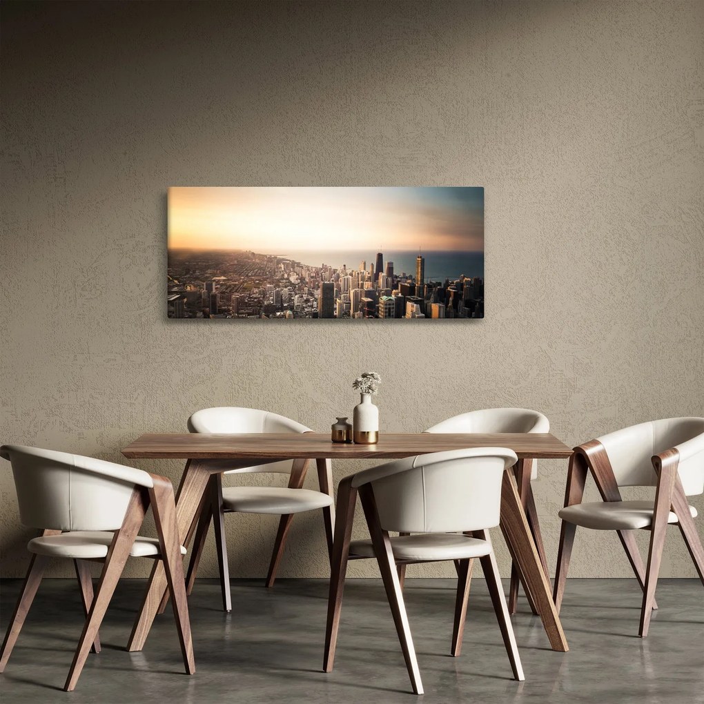 Naplemente képe a város felett (120x50 cm)