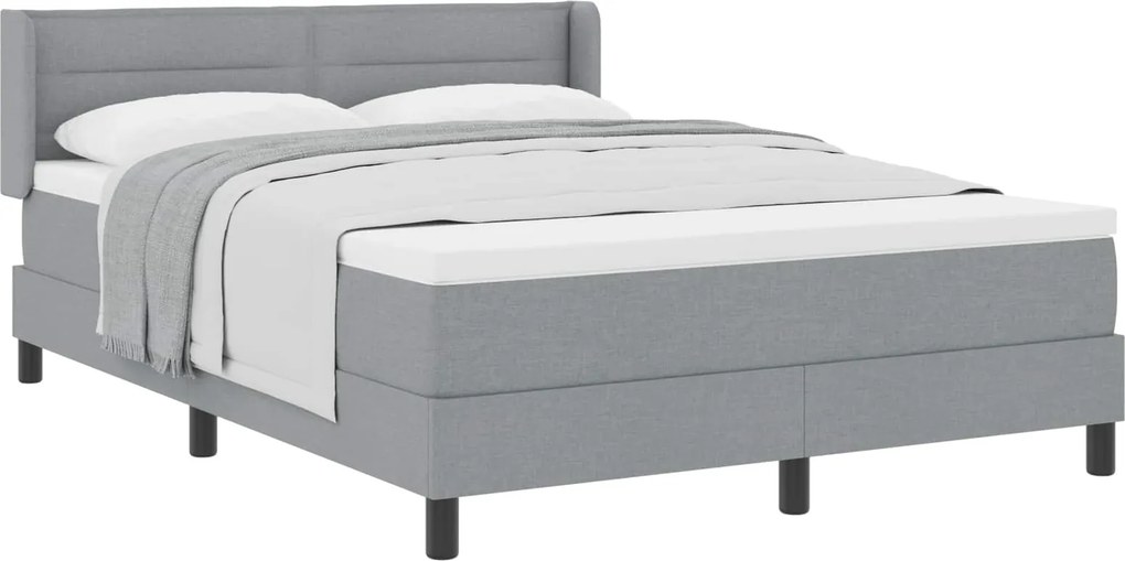 vidaXL Boxrugós ágy matracmal Világosszürke 190 x 140 cm Poliészter