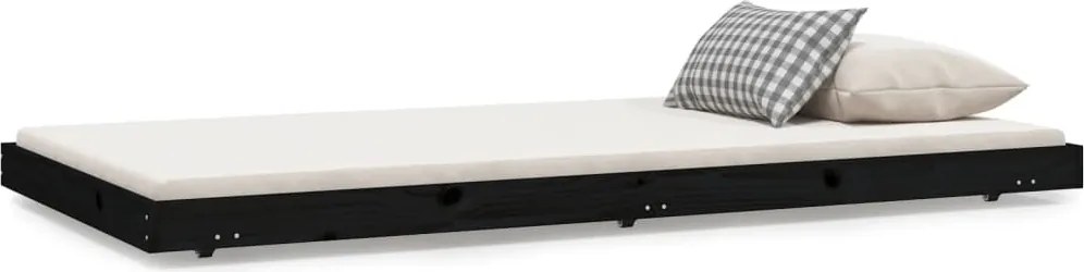 vidaXL fekete tömör fenyőfa ágykeret 100 x 200 cm