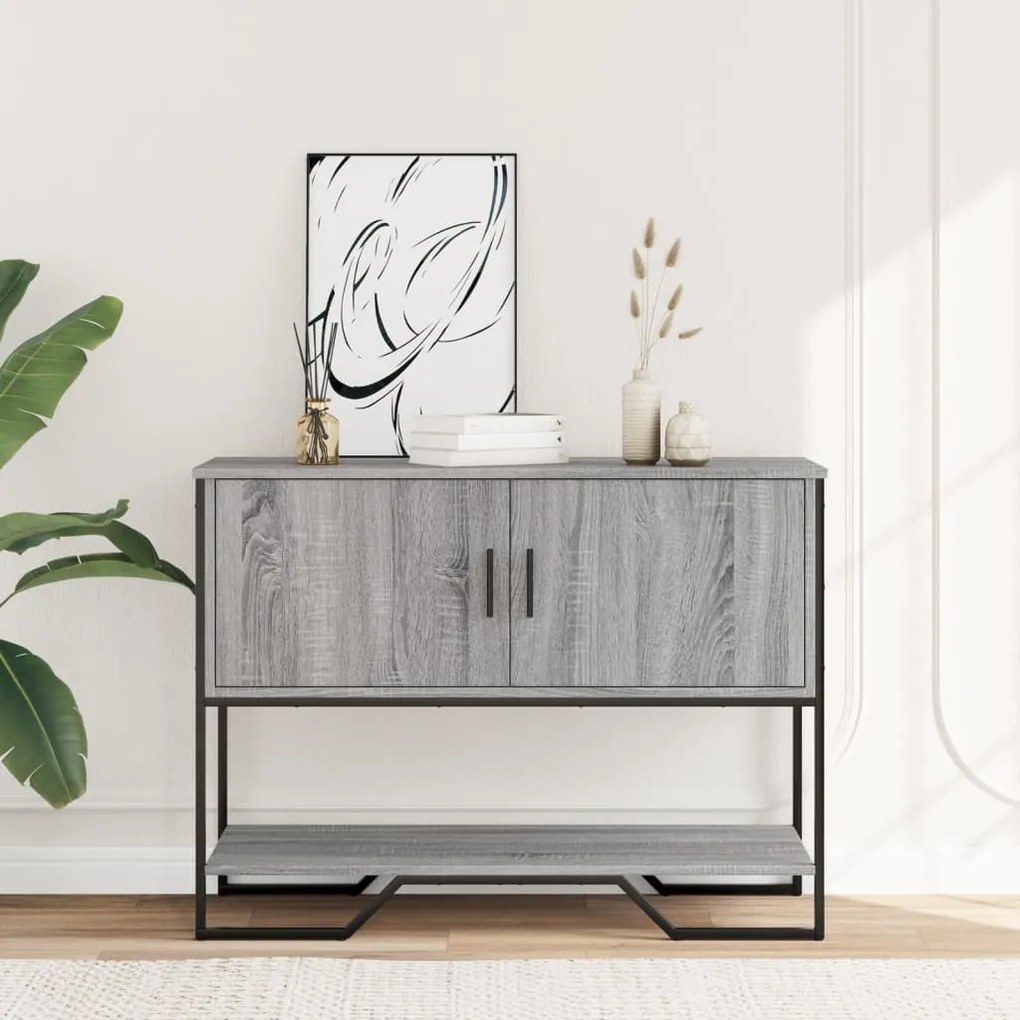 szürke sonoma szerelt fa dohányzóasztal 100x35x74,5 cm