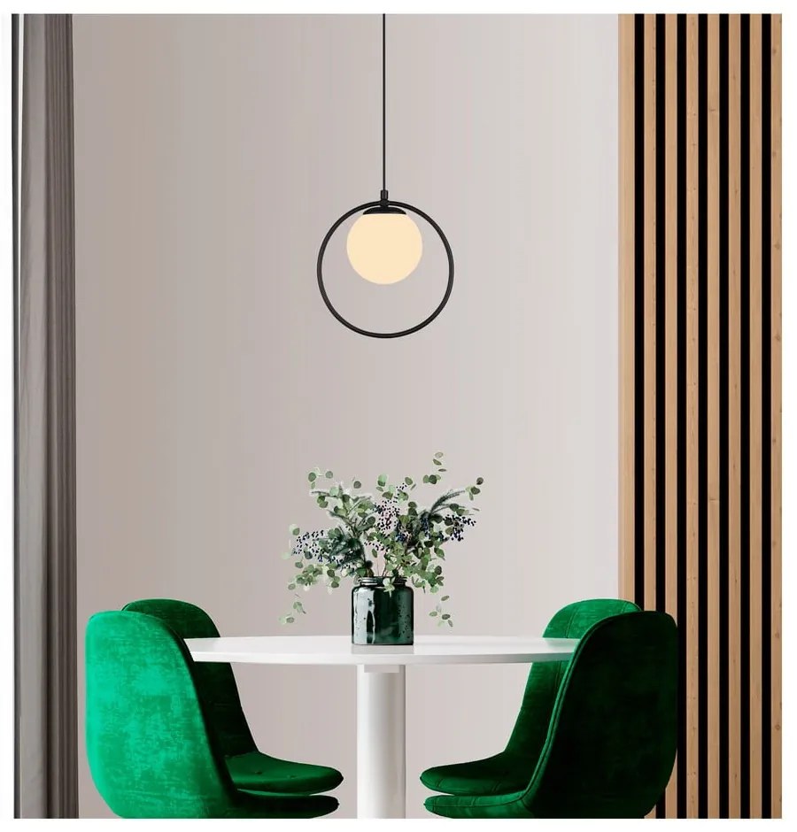 Fekete fém függőlámpa üveg búrával ø 15 cm Ates – Squid Lighting