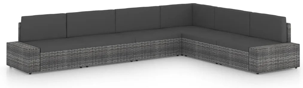 vidaXL 6 részes szürke polyrattan kerti ülőgarnitúra párnákkal