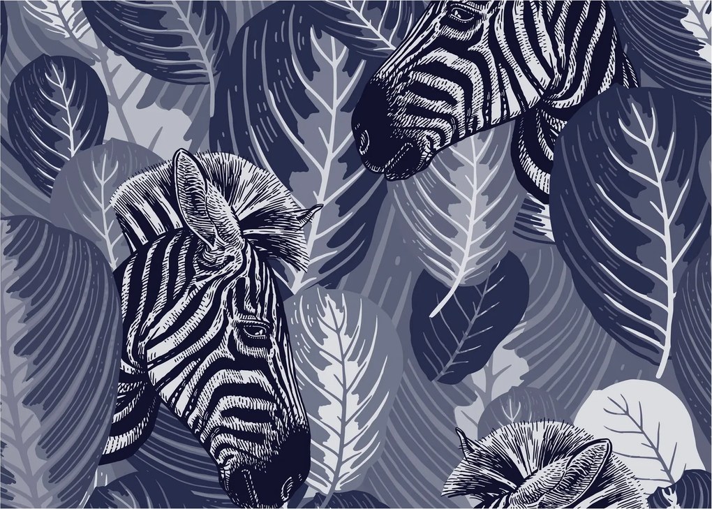 Kép - Kék zebrák (70x50 cm)
