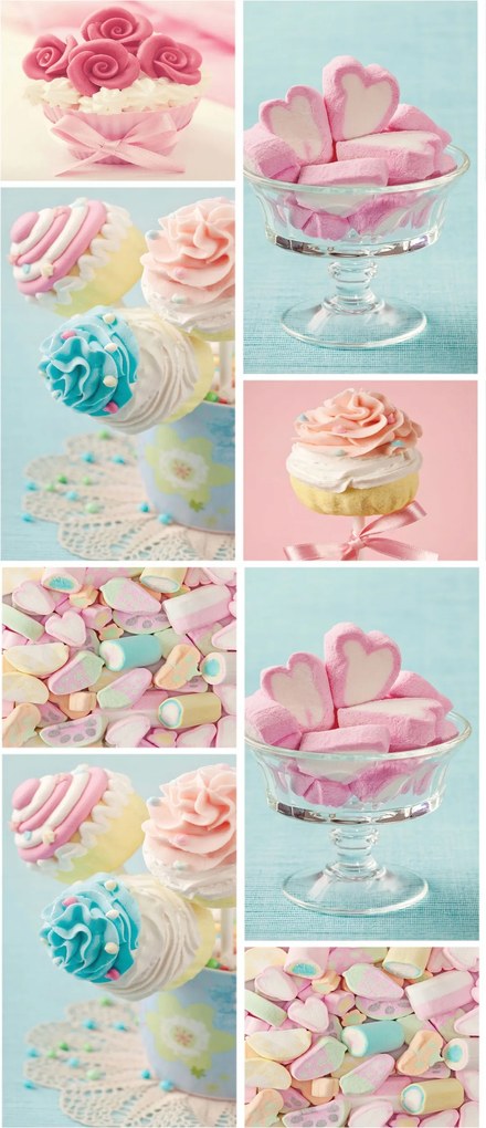 Flizelin fotótapéta Édes muffinok és pasztell hab 91x211 +ragasztó