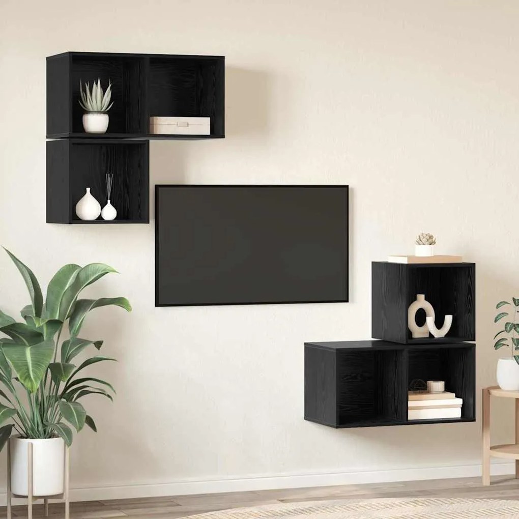 TV szekrény garnitúra 4 pcs Musta tammi 37 x 37 x 72 cm Faanyag