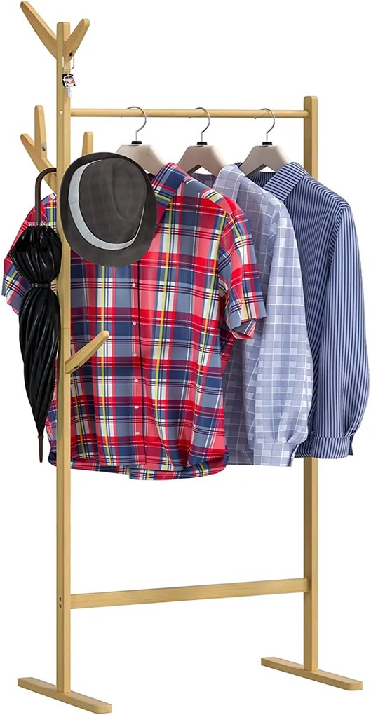 RADO bambusz ruhatartó állvány, 66x40x163,3cm, barna Casaria