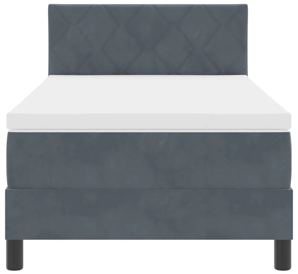 Boxspring Ágy Mattal & LED Szürke 90x190 cm Bársonyos