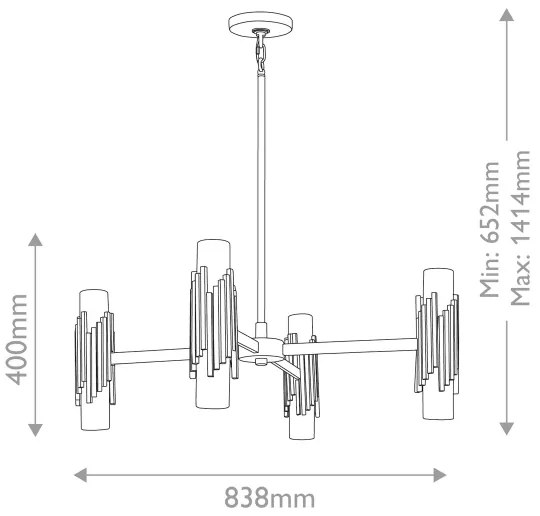 Elstead MARVELE8-AB-OPAL - Rúdon függő csillár MARVELE 8xE14/40W/230V aranyszínű