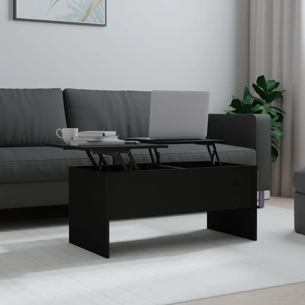 Fekete szerelt fa dohányzóasztal 102 x 50,5 x 46,5 cm