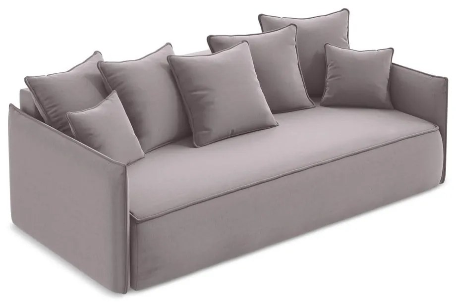 Levendula színű bársony kinyitható-tárolóhelyes kanapé 225 cm Hula – Makamii