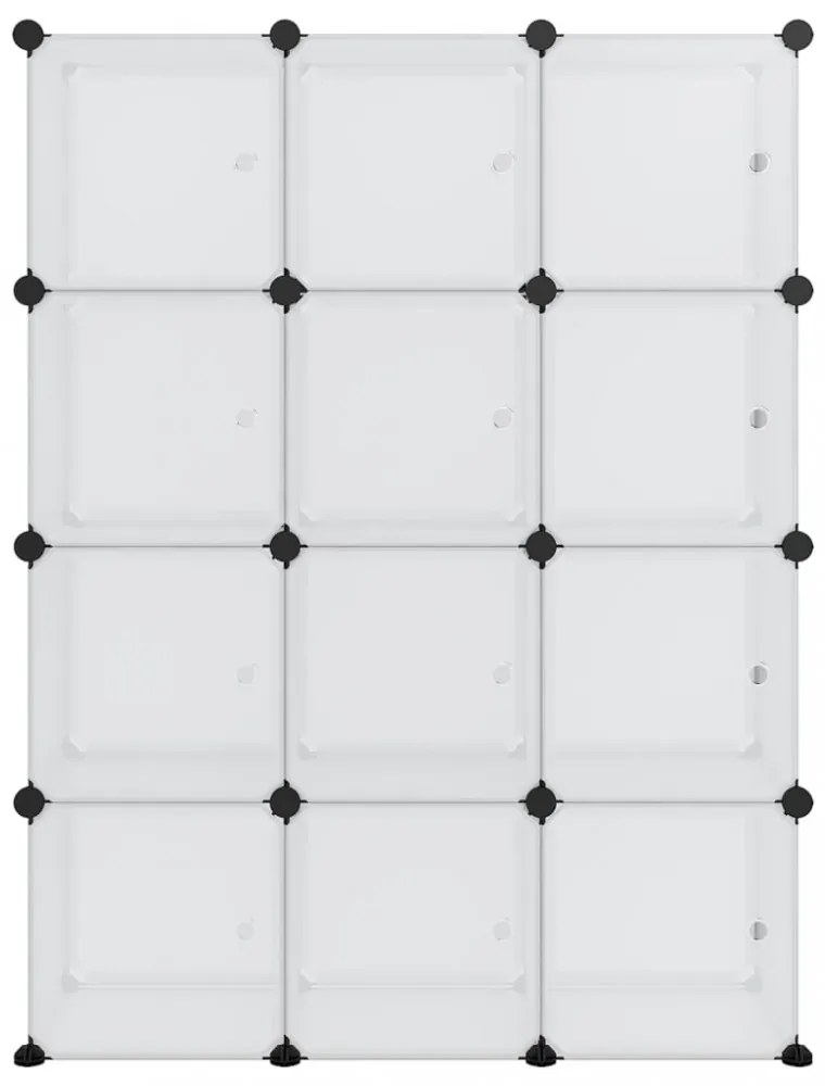 átlátszó PP tárolókocka-rendszerező 12 kockával és ajtókkal