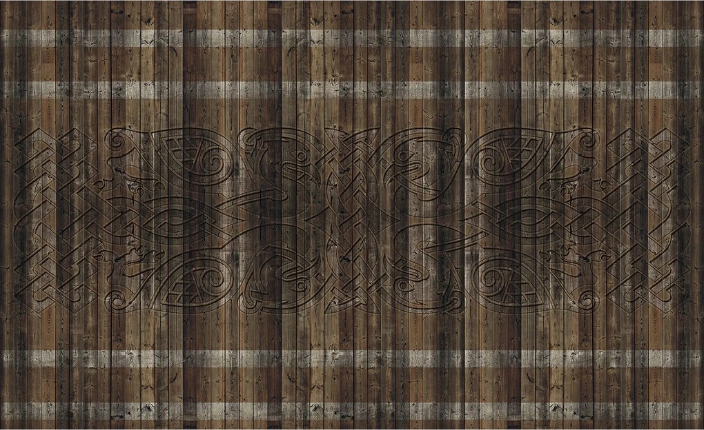 Fotótapéta Deszka Díszítés Fa Szobor Bronz Szürke Vinyl 254x184 +ragasztó