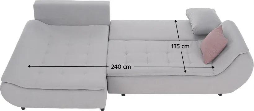 Ülőgarnitúra, világosszürke/púderrózsaszín, szövet, balos, BRATO