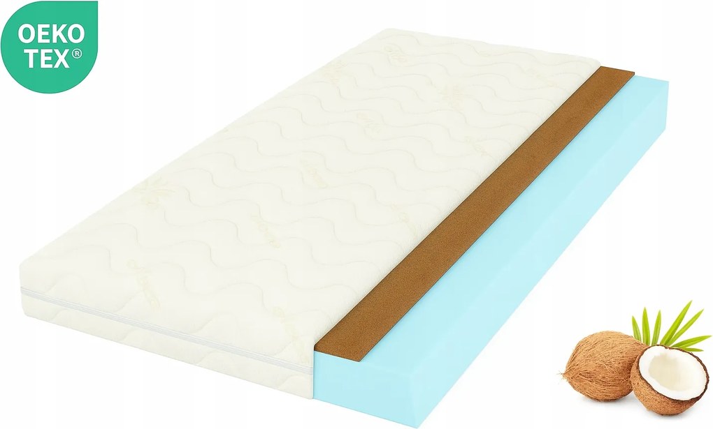 Hr Kókusz habszivacs matrac 75x200 Fehér Nagy rugalmasságú Antibakteriális