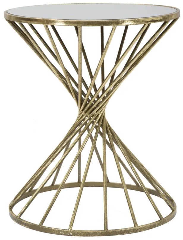 aranyszínű kisasztal tükörlapos asztallappal Ø42x50 cm – Glamour