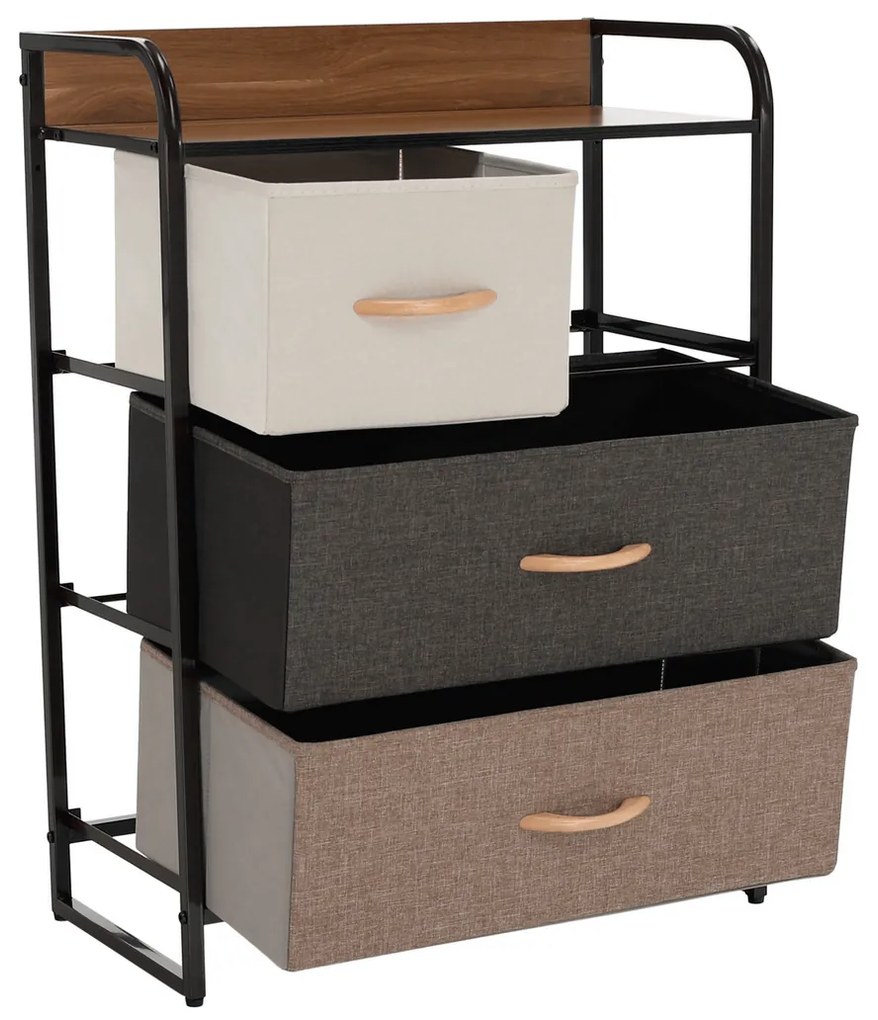 HAZEL TYP 2 szekrény szövet fiókokkal, barna, M