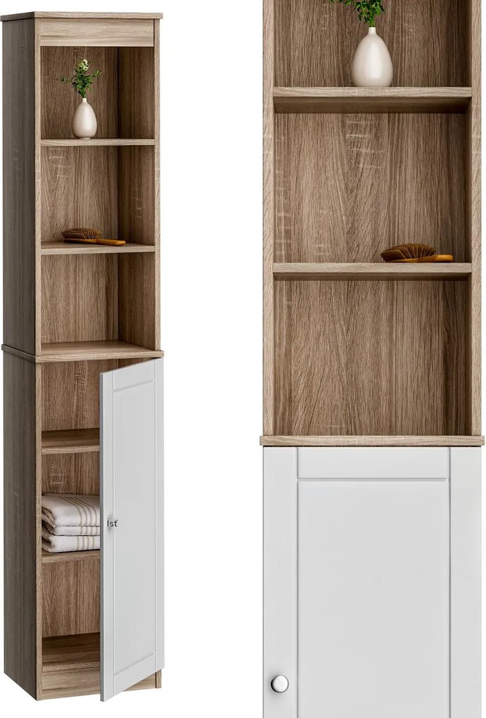 Deuba Fürdőszobai szekrény 170x34x26 cm - barna/fehér