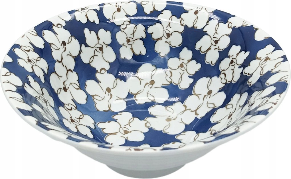 Kerámia Tésztatál 25,8cm Kék Fehér Virágokkal 157411