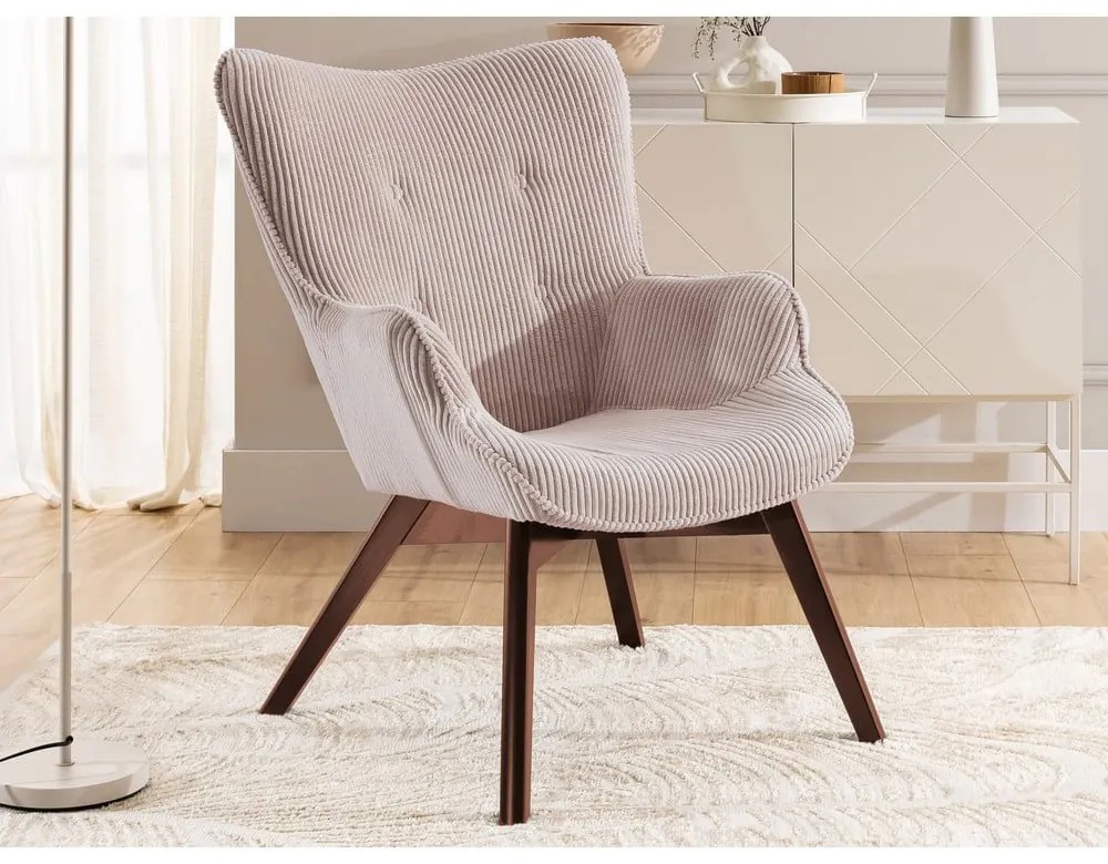 Világos rózsaszín kordbársony fotel Niko – Ropez