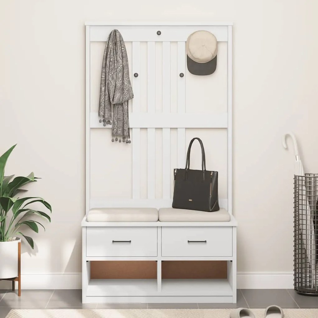 SANDNES tömör fenyőfa előszobafa 87x40x159,5 cm