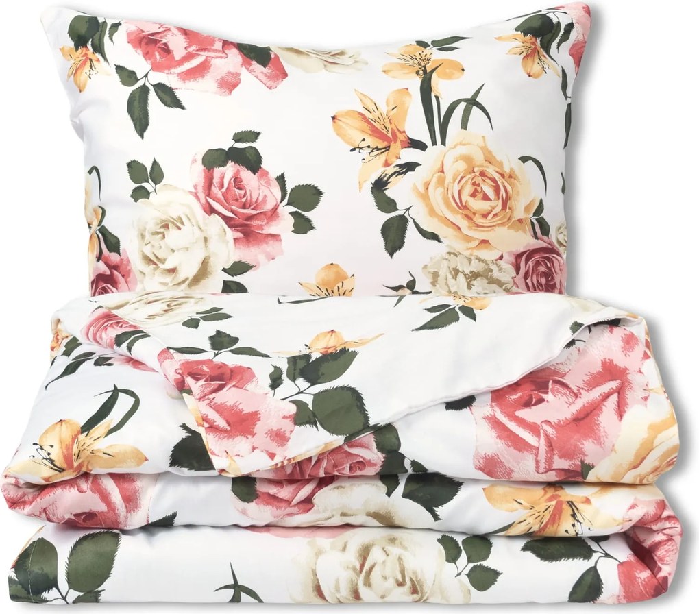 Szatén ágyneműhuzat 220x200 Exclusive Színes virágok Tavaszi