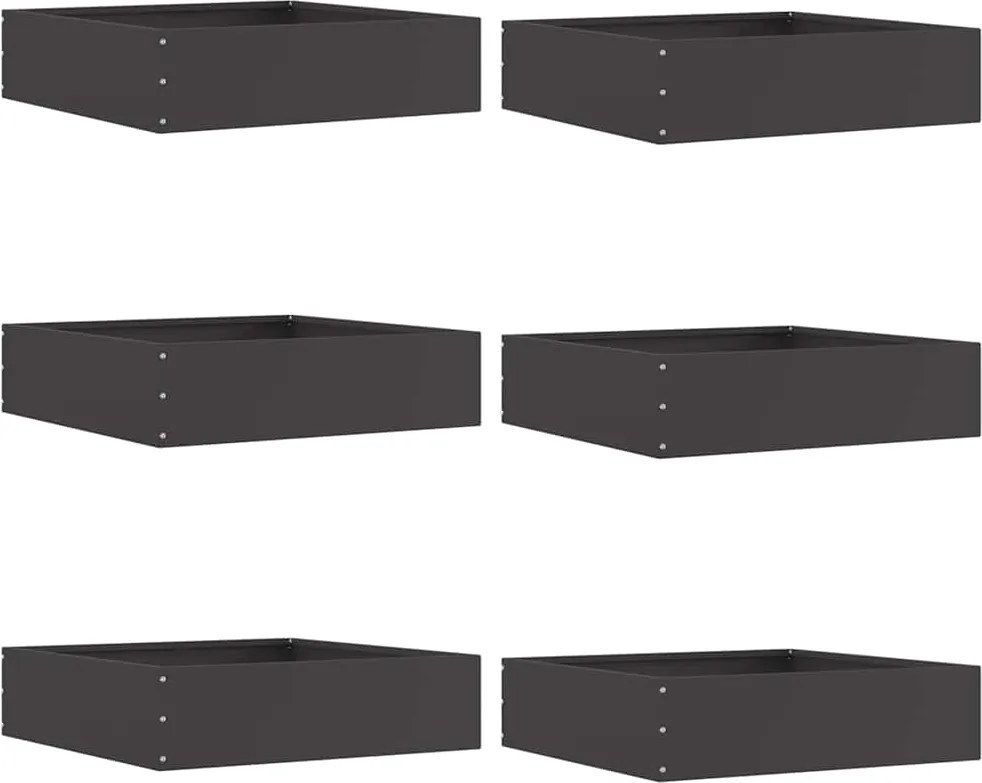 vidaXL Fűszegélyezés 6 pcs Fekete 50 x 50 x 13 cm Acél