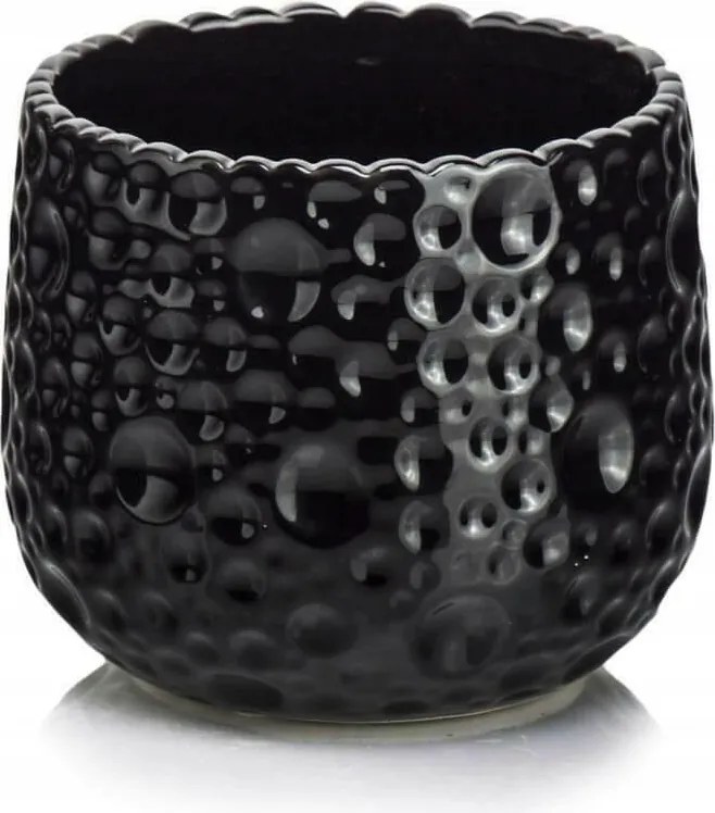 Fekete strukturált kerámia kaspó 21cm átmérő Polnix 05.383.21